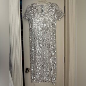 NWT silver sequin midi dress